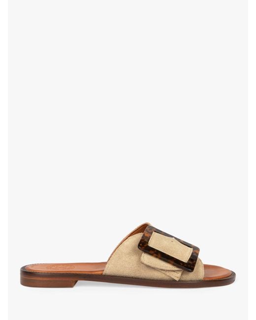 Penelope Chilvers Natural Biarritz Suede Buckle Sandals