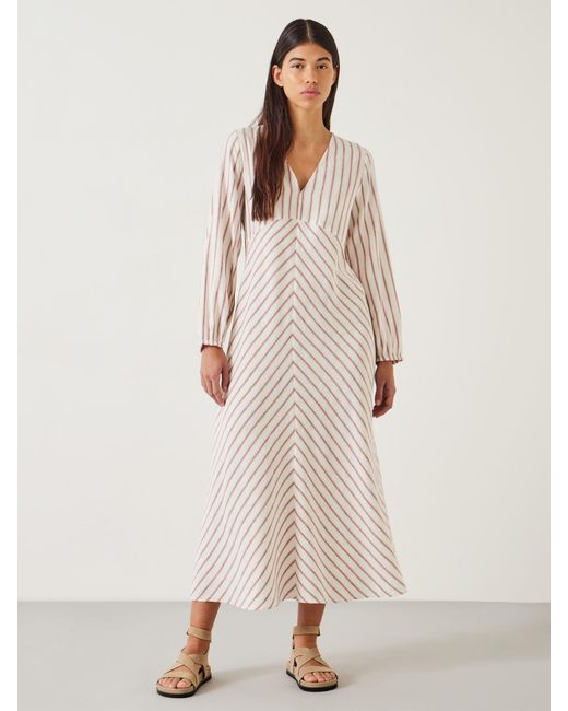 Hush Natural Aine Stripe Linen Blend Maxi Dress