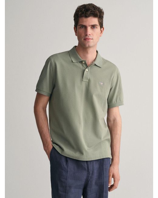 Gant Green Shield Pique Polo Shirt for men
