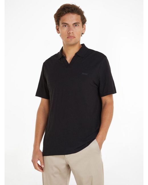 Calvin Klein Black Organic Cotton Short Sleeve Polo Shirt for men