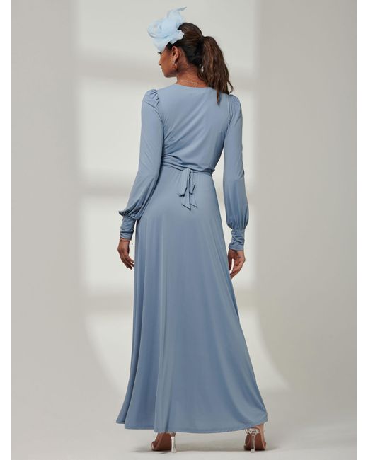 Jolie Moi Blue Guilia Long Sleeve Maxi Dress