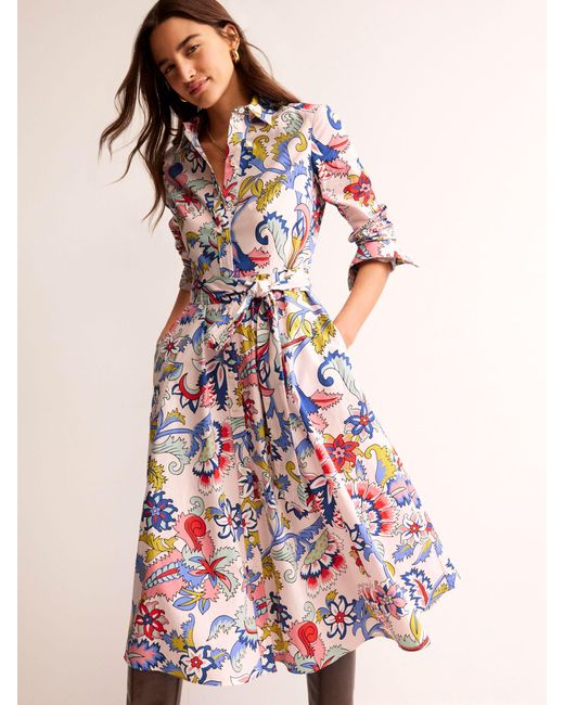 Boden Multicolor Amy Cotton Floral Midi Shirt Dress