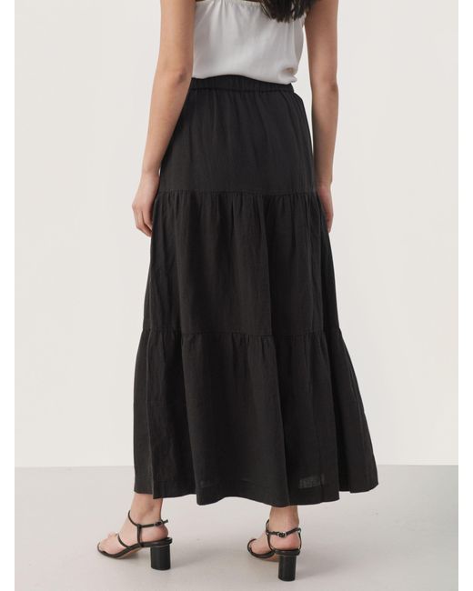Part Two Black Getia Elastic Waist Gypsy Maxi Skirt