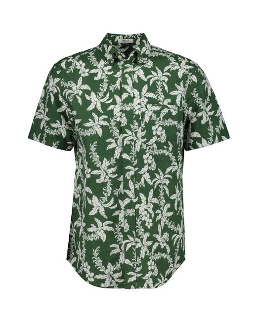 Gant Green All Over Palm Print Short Sleeve Shirt for men