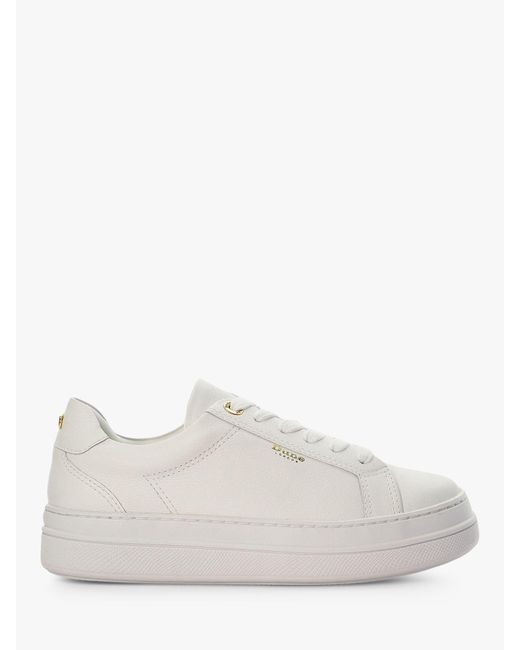 Dune White Eastern Leather Platform Trainers