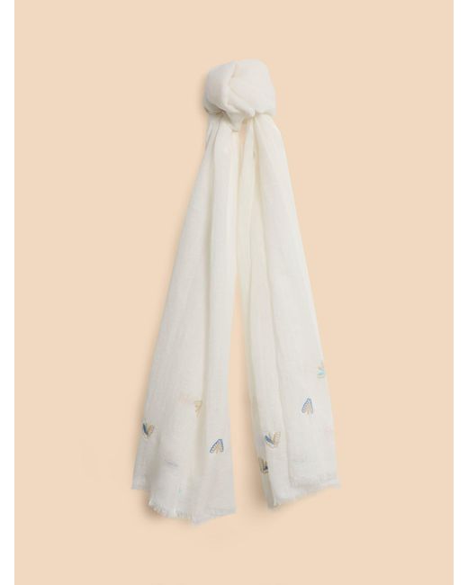 White Stuff Natural Embroidered Blend Scarf