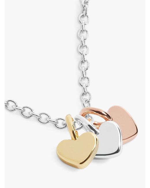 Joma Jewellery Natural Mini Charms Triple Heart Pendant Necklace