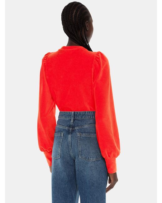 Whistles Red Puff Sleeve Cord Top