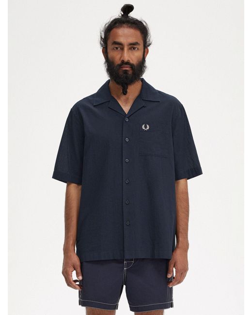 Fred Perry Blue Revere Collar Shirt for men