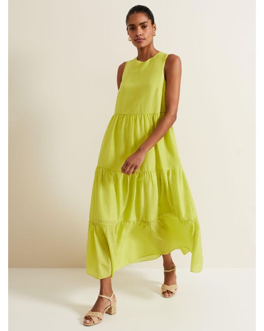 Phase Eight Yellow Sara Tiered Maxi Dress