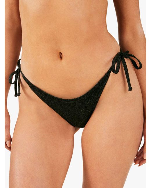 Accessorize Natural Shimmer Fabric Tie Side Bikini Bottoms