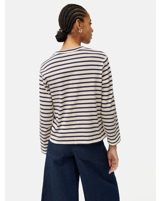 Jigsaw Blue Cotton Stripe Sweatshirt