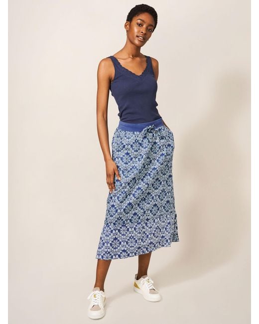 White Stuff Effie Linen Midi Skirt in Blue | Lyst UK