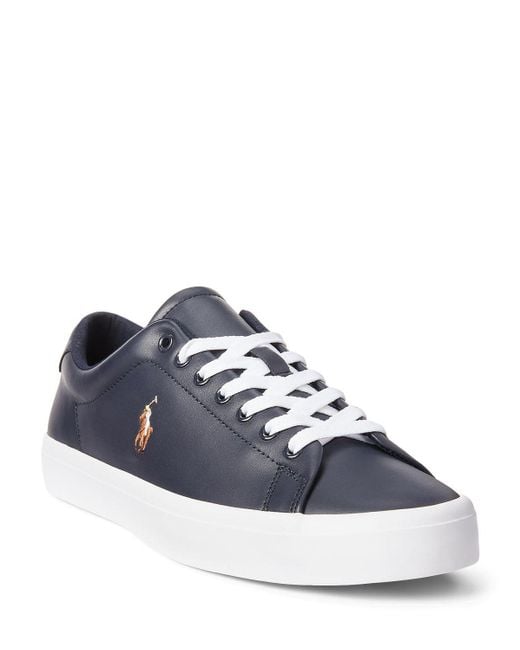Ralph Lauren Blue Polo Longwood Leather Trainers for men
