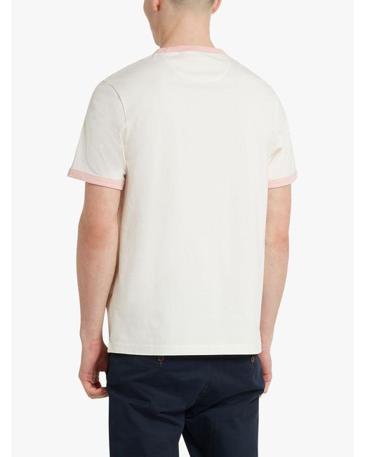 Farah White Groves Organic Cotton Short Sleeve Ringer T-shirt for men