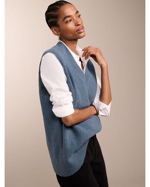 Baukjen Blue Katalina Oversized Recycled Wool Blend Knitted Vest