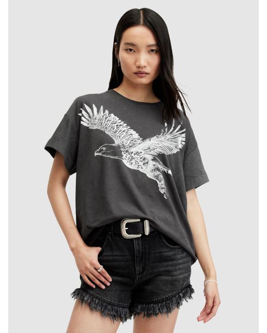 AllSaints Black Flite Briar Eagle Graphic T-shirt