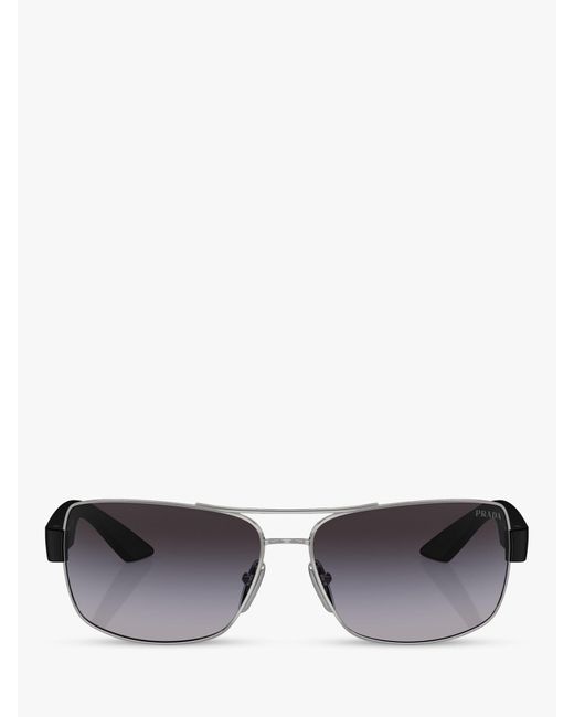 Prada Gray Linea Rossa Ps 50zs Rectangular Sunglasses for men