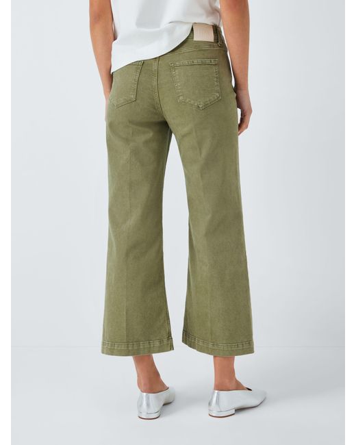 PAIGE Green Anessa Wide Leg Ankle Jeans