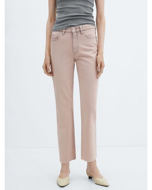 Mango Pink Blanca Straight Cropped Jeans