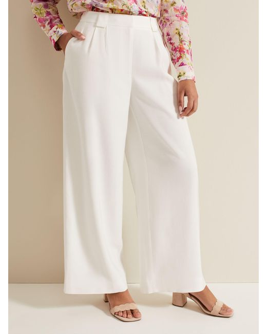 Phase Eight Natural Petite Tyla Wide Leg Trousers
