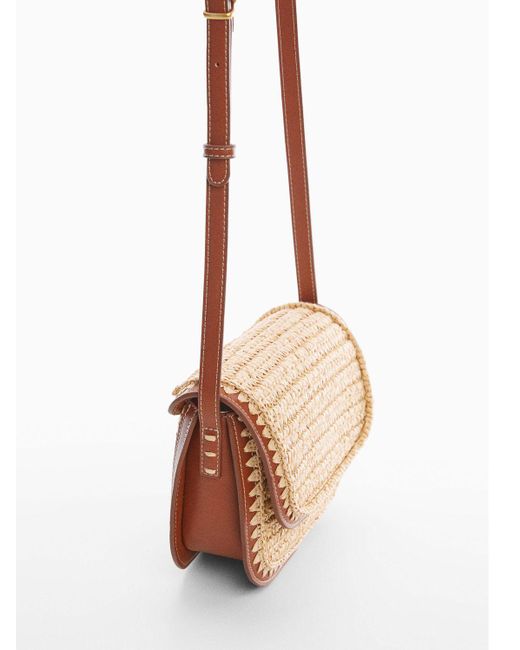 Mango Lina Straw Cross Body Bag in Pink Lyst UK