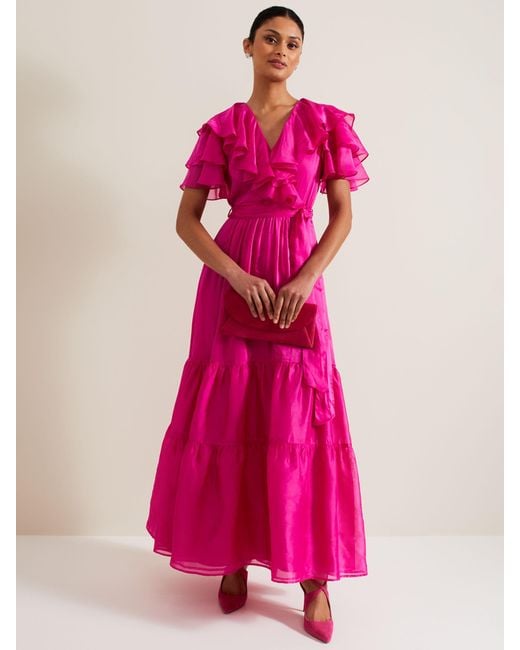 Phase Eight Pink Mabelle Tiered Organza Maxi Dress