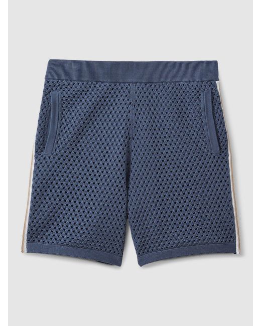 Reiss Gray Creek Crochet Tipping Shorts for men