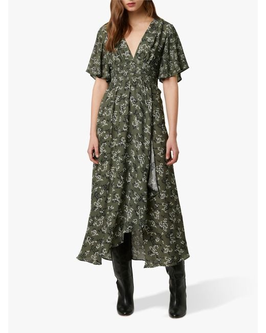 French Connection Green Ansa Crepe Mix Print Maxi Dress