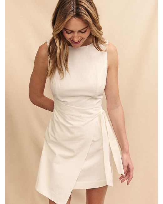 Nobody's Child Natural Lotte Organic Cotton Linen Tie Waist Mini Dress