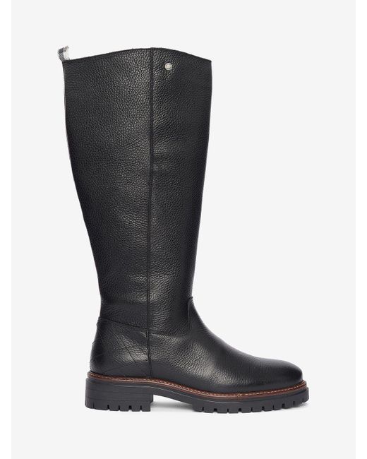 Barbour Black Blaire Leather Knee Boots