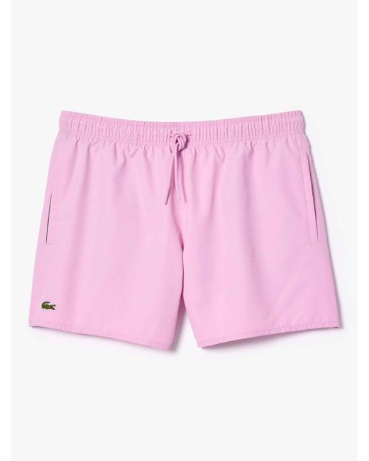 Lacoste Pink Plain Logo Swim Shorts for men