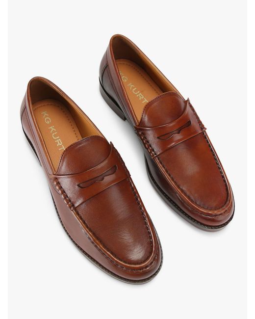 KG by Kurt Geiger Brown Francis Leather Loafers for men