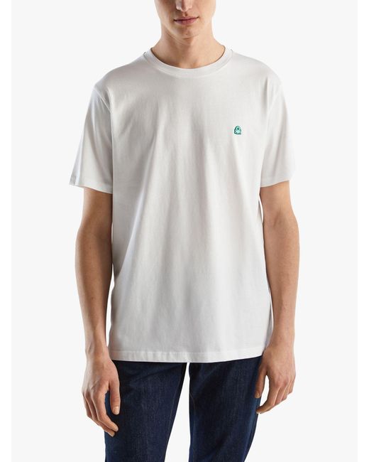Benetton White Short Sleeve T-shirt for men