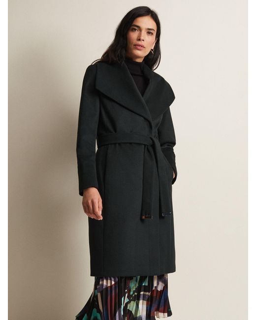 Phase Eight Black Nicci Belted Wool Blend Coat