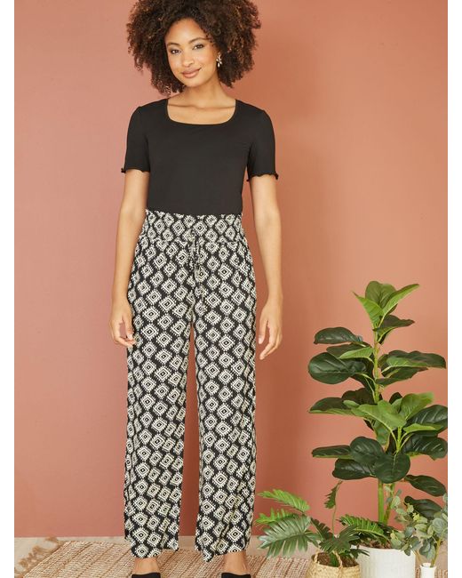 Yumi Black Satin Relaxed Trousers