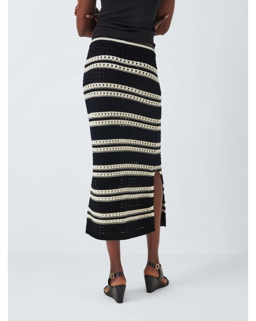 John Lewis Multicolor Knitted Stripe Pointelle Skirt