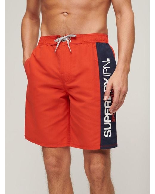 Superdry Red Sportswear Logo 19" Recycled Boardshorts for men
