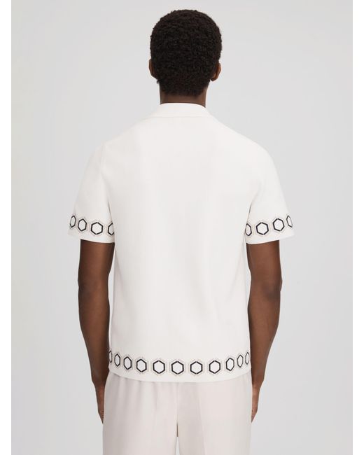 Reiss White Decoy Short Sleeve Cuban Shirt for men