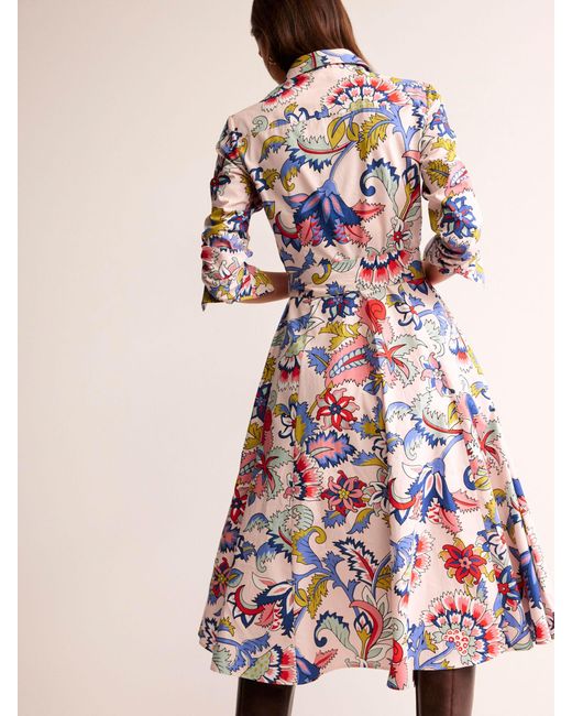 Boden Multicolor Amy Cotton Floral Midi Shirt Dress