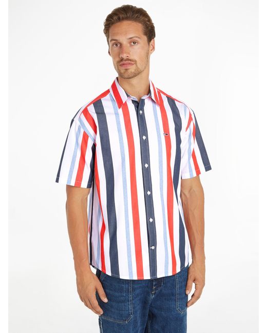 Tommy Hilfiger Red Tommy Jeans Relaxed Stripe T-shirt for men