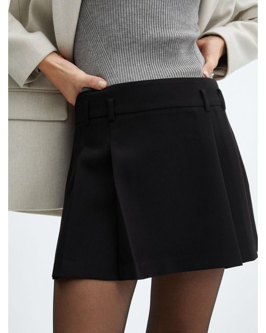 Mango Black College Pleated Mini Skirt