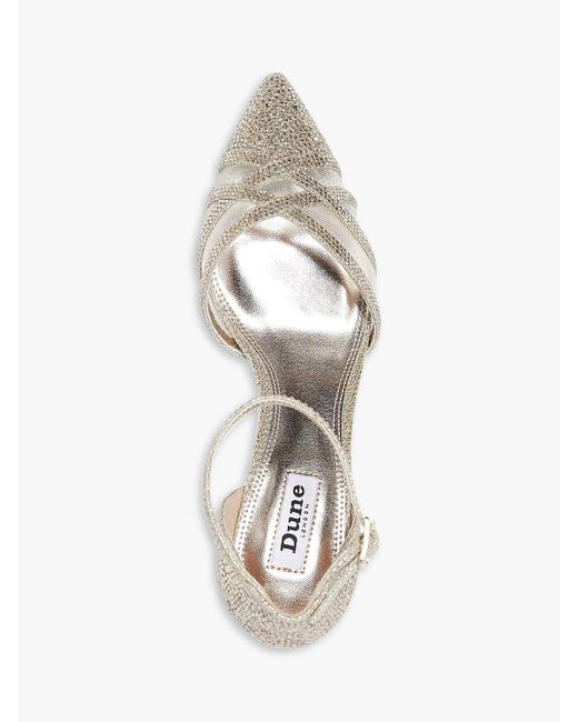 Dune White Composed Embellished Kitten Heel Court Shoes