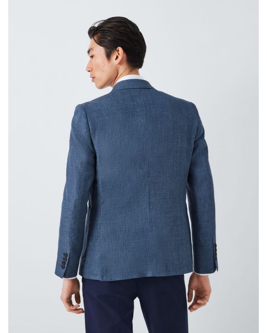 John Lewis Blue Arundel Cotton Blend Check Regular Fit Blazer for men