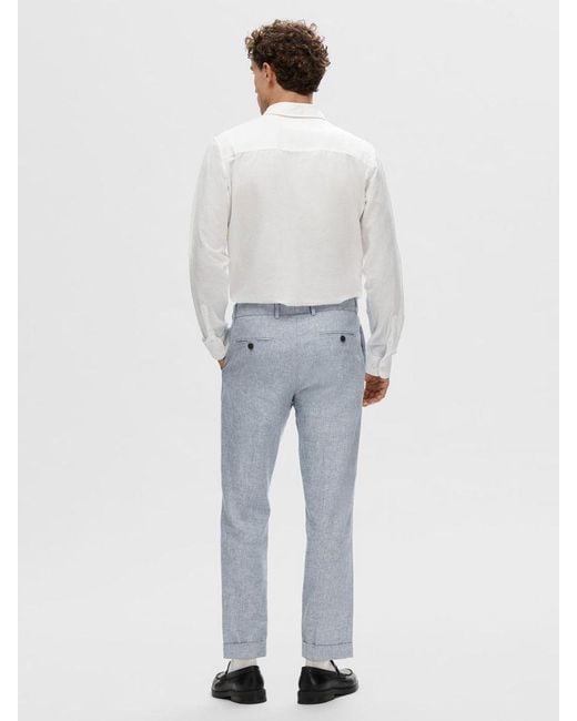 SELECTED Blue Anton Linen Blend Suit Trousers for men