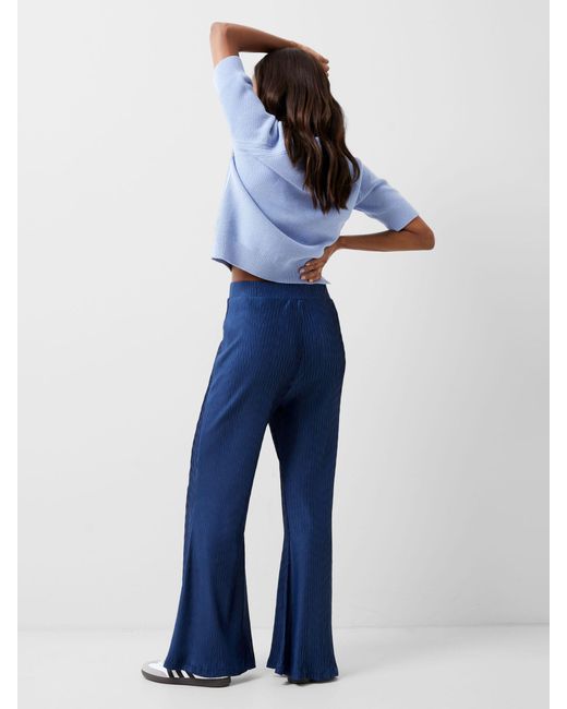 French Connection Blue Scarlette Flared Textured Trousers