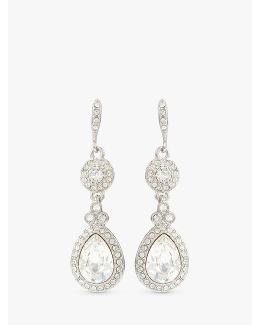 Susan Caplan White Vintage Givenchy Swarovski Crystal Drop Earrings