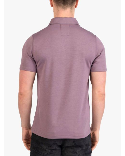 Luke 1977 Purple Hardy Short Sleeve Zip Up Polo Top for men