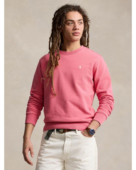 Ralph Lauren Pink Loopback Cotton Fleece Sweatshirt for men