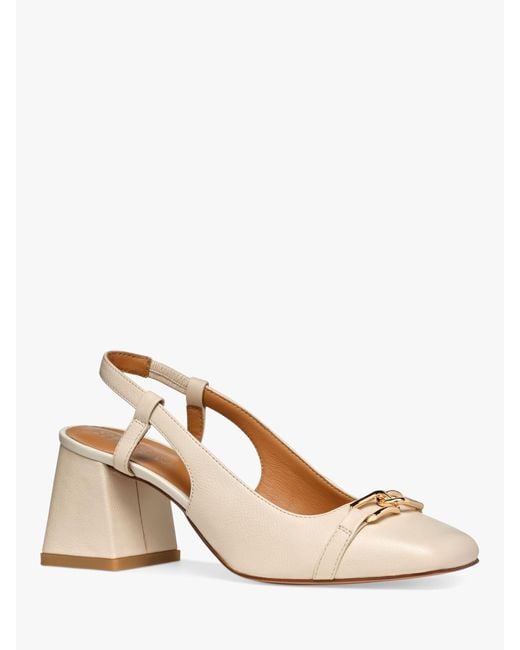 Geox Natural Coronilla Square Toe Leather Slingback Court Shoes